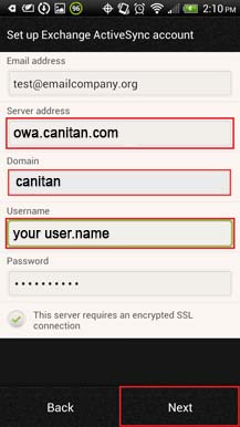 Android Exchange Setup – Canitan LLC